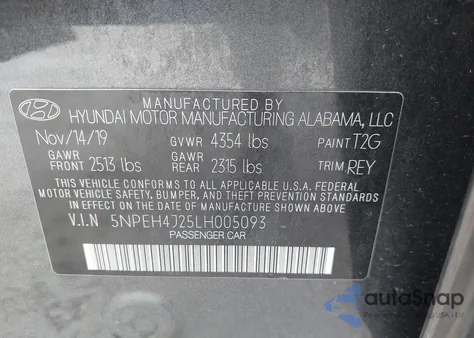 2020 Hyundai Sonata Limited from USA, damaged, VIN 5NPEH4J25LH005093